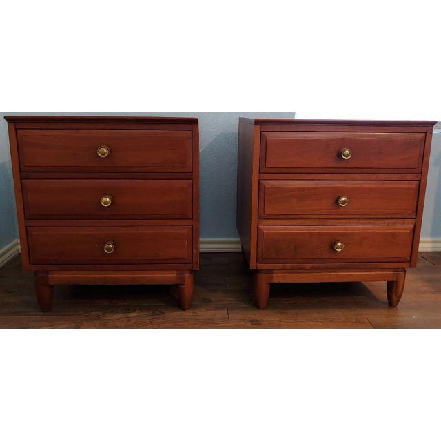 Willett Mid Century Modern Cherry Nightstands Set Of 2 Chairish
