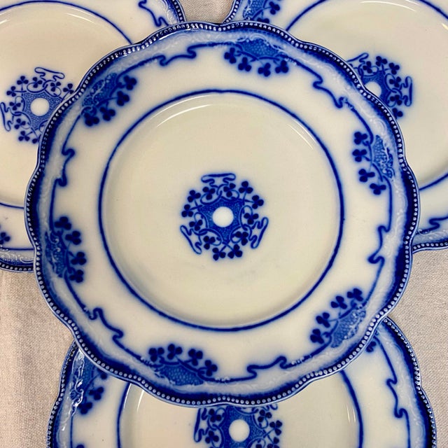 Five Luncheon plates "Lorne" pattern flow blue plates, and its history is rooted in late Victorian English pottery...