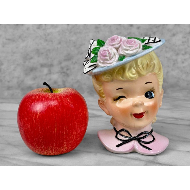 Vintage Porcelain Southern Lady Women Head Vase, c. Mid 20th Century - Pairs Nicely with Many Mid-Century & Eclectic...