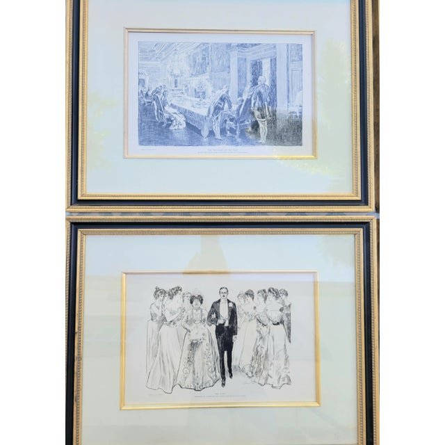 Vintage Charles Dana Gibson "Gibson Girls" Framed Lithograph Wall Art From the Breakers Hotel Palm Beach Set 8 For Sale - Image 10 of 12