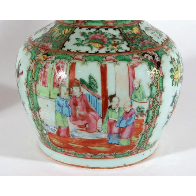 Chinese Export Porcelain Bottle-Form Rose Medallion Vases For Sale - Image 10 of 18