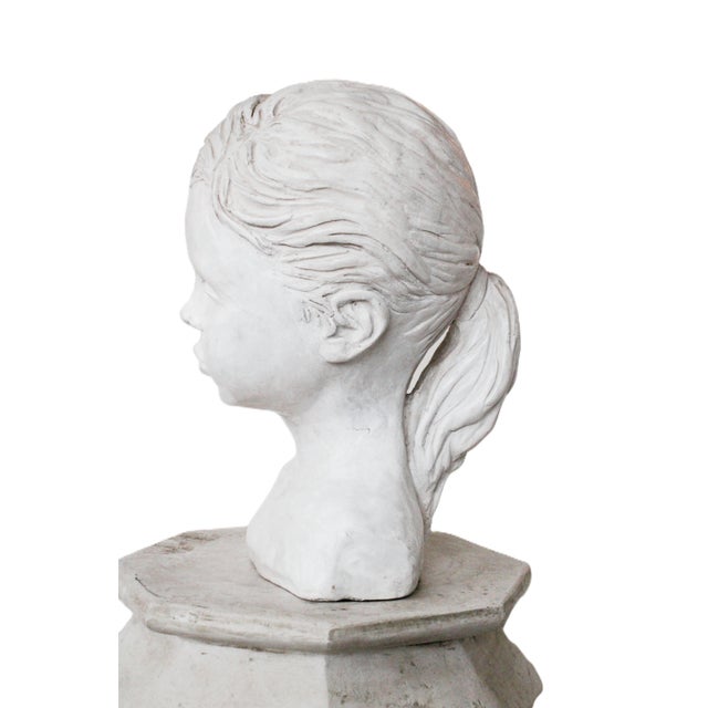 Signed Bust Plaster Sculpture of a Young Girl For Sale - Image 4 of 6