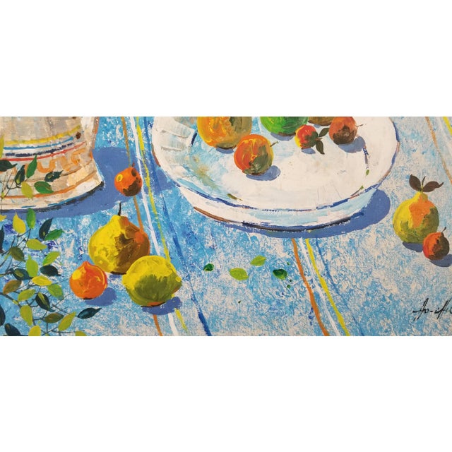 Mid-Century Modern Vintage Abstract Signed Still Life Colorful Oil on Canvas Painting For Sale - Image 3 of 12