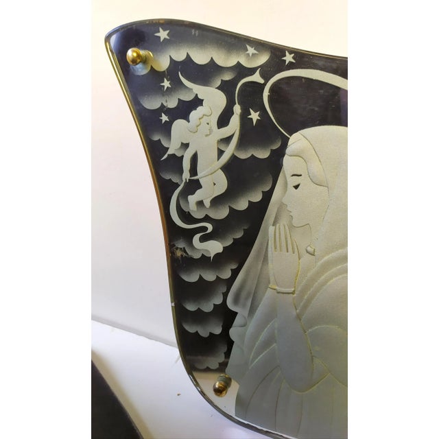 This Fontana Arte mirror is attributed to Luigi Brusotti. Hand engraved. Very good condition with small signs of use and...