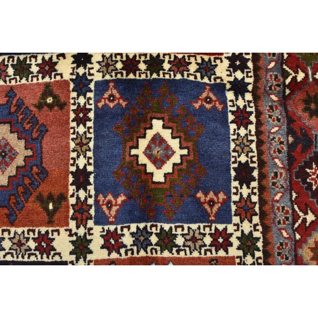 Blue Yalameh Rug 5'1'' X 6'10'' Multicolor Wool Vintage Tribal Hand-Knotted Carpet For Sale - Image 8 of 12