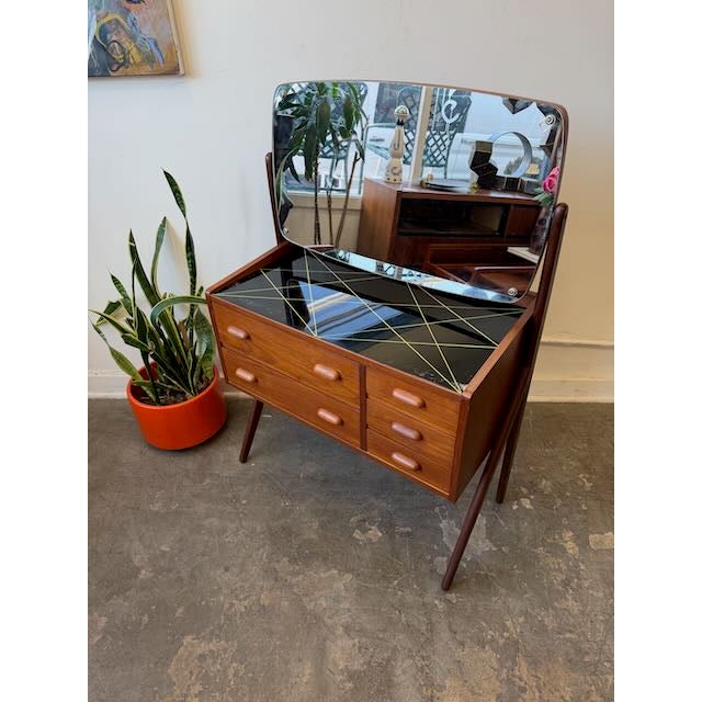 1960's Danish Modern Teak Compact Vanity & Mirror For Sale - Image 10 of 11