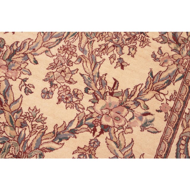 Shabby Chic Trellis 1990's Pak-Persian Ivory/Pink Wool Rug - 6'3'' X 9'1'' For Sale - Image 4 of 9