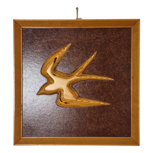 Teak Wall Relief with Swallow, Denmark, 1960s For Sale