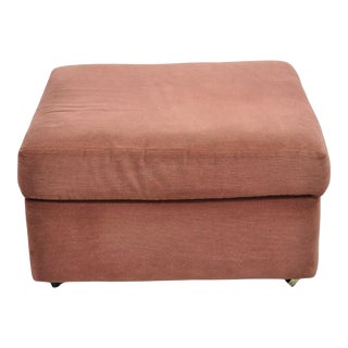 Late 20th Century Vintage Thayer Coggin Modern Upholstered Mauve Color Ottoman on Wheels For Sale