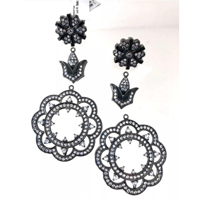 Contemporary Matthew Campbell Laurenza Earrings MCL White Sapphire Moonstone Lace Drop Sterling Silver 925 Chandelier Interchangeable - 2 Pieces For Sale - Image 3 of 12
