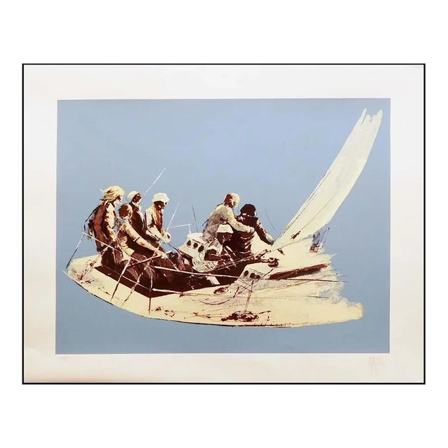 Mark King "Asea" Sailing Sailboat Hand Signed Limited Edition Serigraph For Sale
