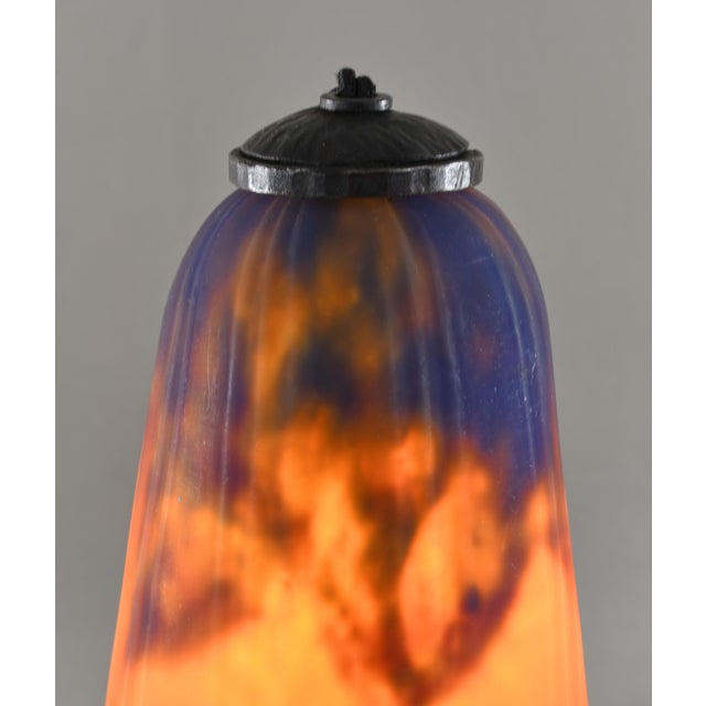 Metal French Art Deco Lamp by Daum 1920s France For Sale - Image 7 of 11