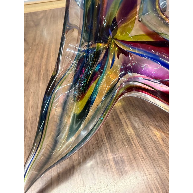 Mint David Goldhagen Handblown Colored Flower Sculpture 15in For Sale - Image 8 of 12