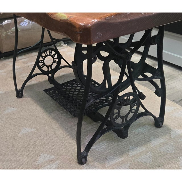 Live Edge Sofa Table / Side Table / Entry Table made with a Cast Iron Early 1900s Standard Treadle Sewing Machine Base....