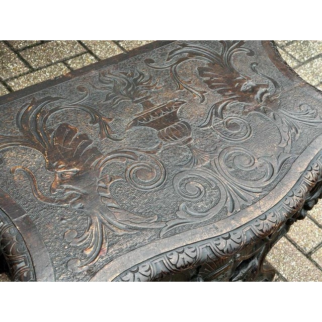 Victorian Italian Carved Walnut Low Lamp Table For Sale - Image 8 of 14