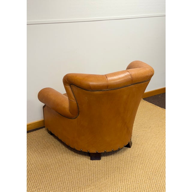 1990s Rare Ralph Lauren Prototype Writer’s Chair in Patinated Leather For Sale - Image 13 of 18
