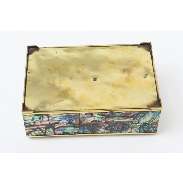 Vintage Restored MCM Brass Turtle, Abalone and Rosewood Hinged Box, 1950's For Sale - Image 12 of 13