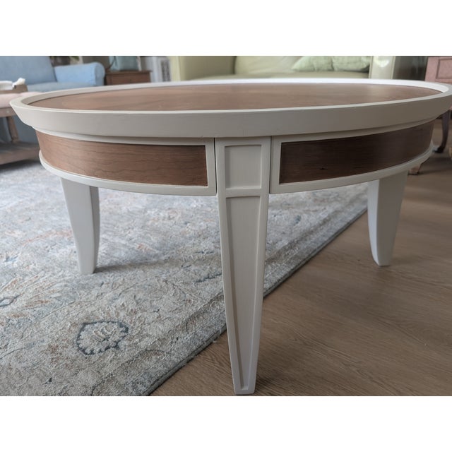 French 1990s Two-Tone Round Coffee Table For Sale - Image 3 of 3