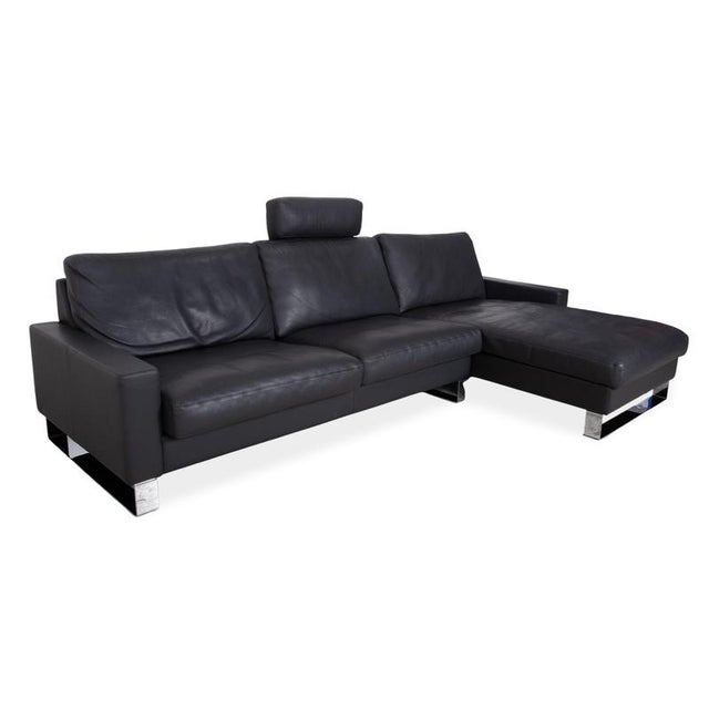 Modern CL 820 Corner Sofa in Anthracite Leather with Chrome Sled Feet from Erpo For Sale - Image 3 of 16