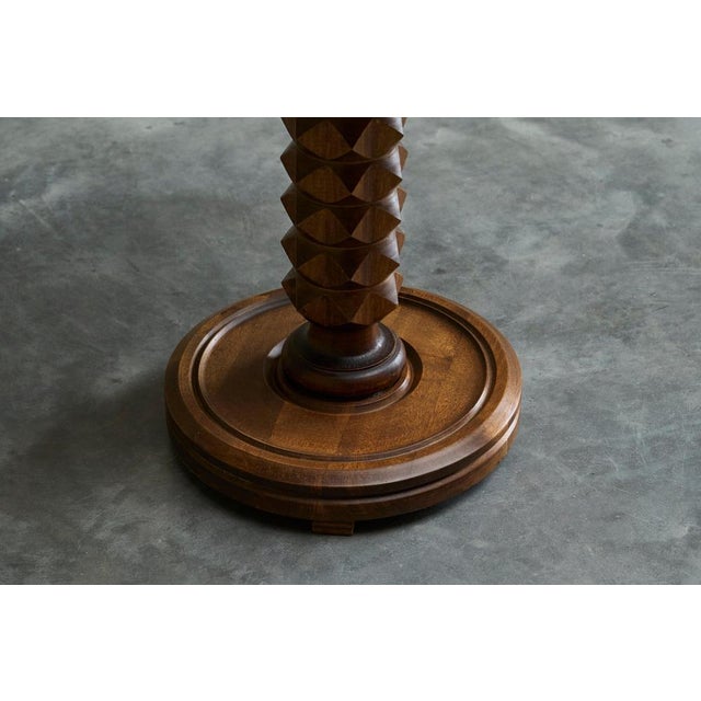 Vintage Pedestal Side Table in Wood and Red Travertine, 1950s For Sale - Image 11 of 14