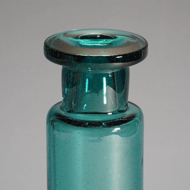 Vintage Petrol Colored Glass Vase by Ichendorfer Glassworks Ca. 1960s For Sale - Image 4 of 7
