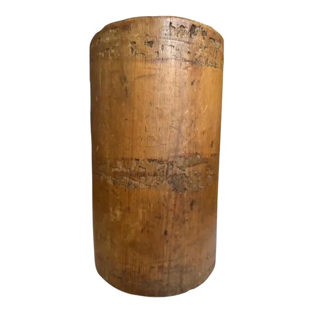 1900s Primitive Wood Vessel Hand Carved Vase For Sale