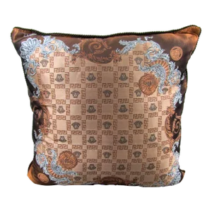 Gianni Versace Designer Brown Tan Medusa Square Decorative Pillow