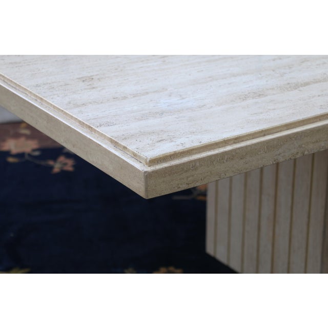 Vintage 1970s Italian Travertine Pedestal Dining Table – Mid-Century Modern For Sale - Image 12 of 18