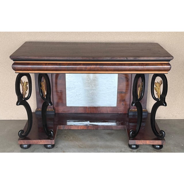 Mid 19th Century Austrian Empire Console Table with back mirror and Swan Pedestals For Sale - Image 16 of 18