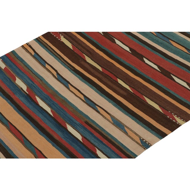 1950s Vintage Shahsavan Kilim Rug in Polychromatic Stripes by Rug & Kilim For Sale - Image 5 of 7