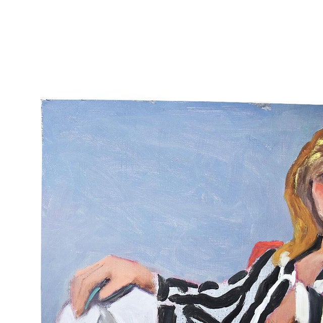 Late 20th Century Original Clair Seglem Portrait Painting of a Woman in Repose 23" X 17.5" For Sale - Image 5 of 8