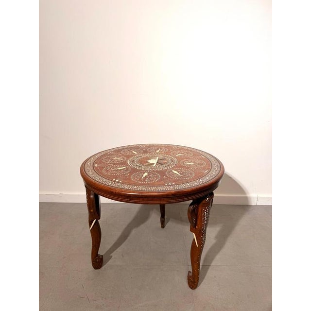 Brown Indian Round Side Table in Wood For Sale - Image 8 of 8