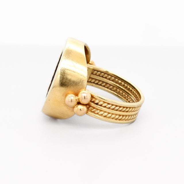 Retro 18k Signet Ring With an Ancient Athenian Drachma Coin For Sale - Image 15 of 15