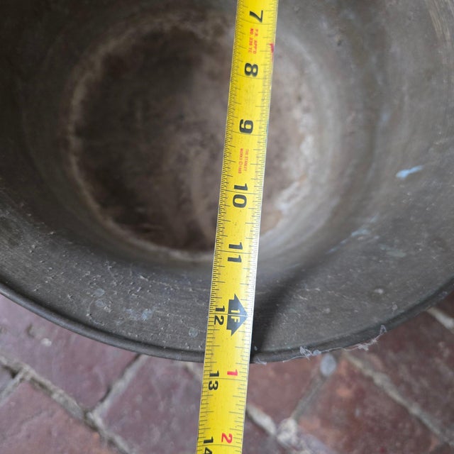 Vintage Etched Brass Crane & Bamboo Chinoiserie Planter For Sale In Portland, ME - Image 6 of 8