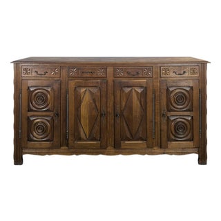 Brutalist Oak Buffet in the style of Dudouyt For Sale