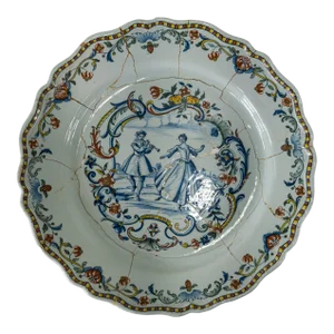 French Faience Polychrome Repaired Charger