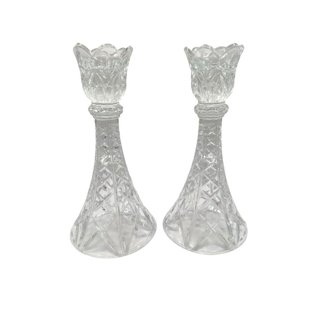 Crafted in the USA, this matched set features an exquisite tulip-style, scalloped candle cup that beautifully holds...