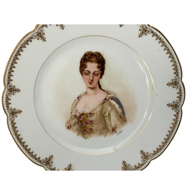 19thC Sèvres Marked Portrait Plate Duchess de Bourgogne Signed Debrie&nbsp; Made in France c.1890-1910 Approx. 1" High x 9...