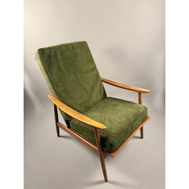 Wood Vintage Scandinavian Lounge Chair in Green Upholstery and Beech Wood, 1960s For Sale - Image 7 of 17