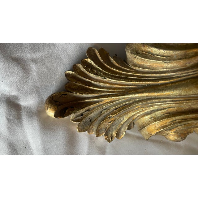 2000 - 2009 Vintage Ornate Faux Gold Giltwood Wall Sconces For Sale - Image 5 of 6
