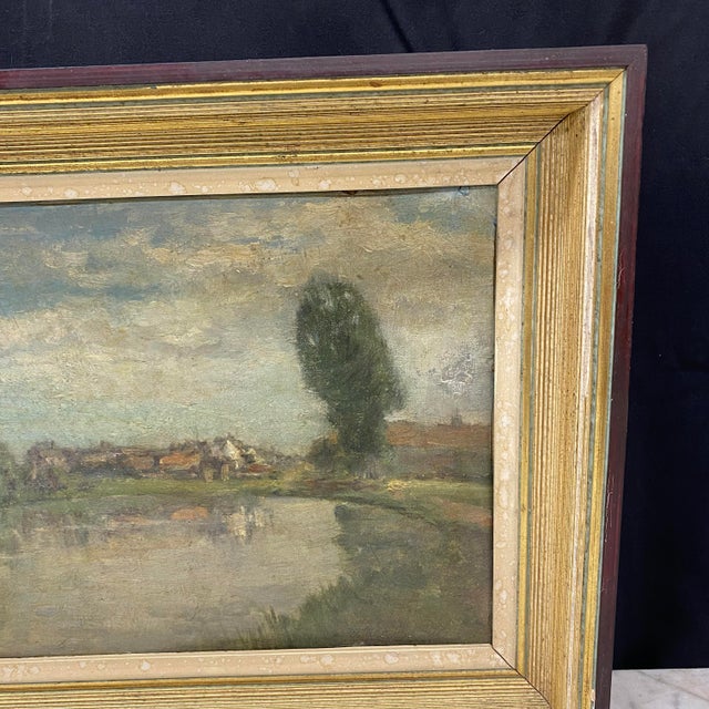 Wood Early 20th Century Landscape Oil Painting by Mathieu Thirionet (1860–1937) For Sale - Image 7 of 13