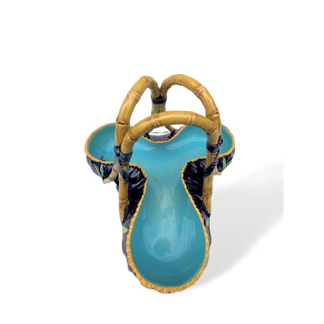 Late 19th Century George Jones Majolica 'Rose Basket' in Cobalt Blue, Circa 1872 For Sale - Image 5 of 11