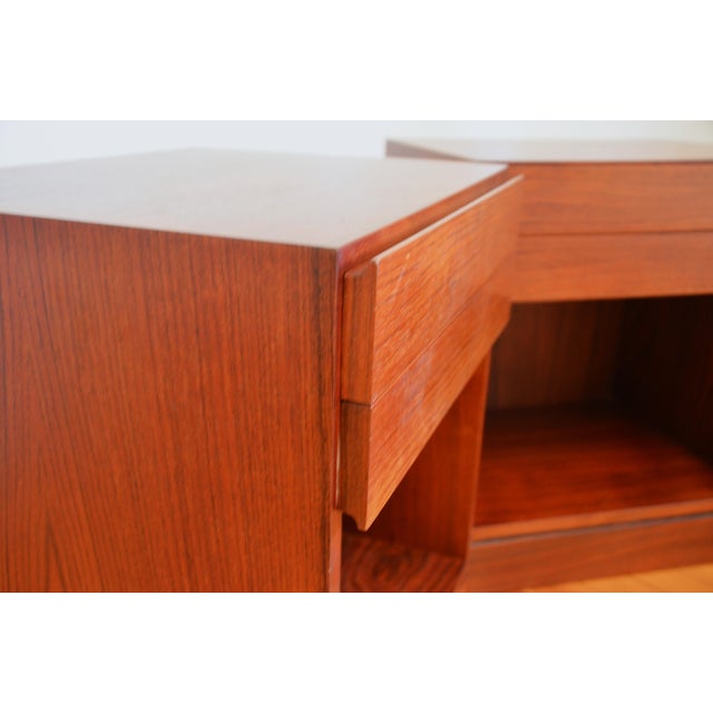 Danish Modern Two Drawer Nightstands by Arne Wahl Iversen for Vinde Møbelfabrik - Pair For Sale - Image 9 of 14