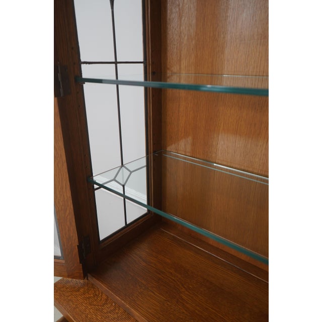 Stickley Mission Oak Leaded Glass China Cabinet For Sale In Philadelphia - Image 6 of 18