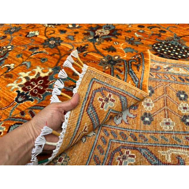 Rust Afghan Sultani Hand-Knotted Wool Rug - 9'8" X 8'1" For Sale - Image 13 of 14