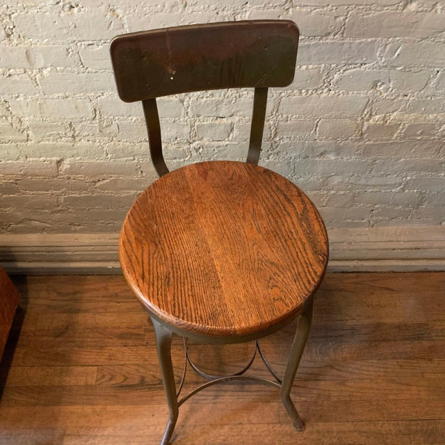 Mid 20th Century Tall Industrial Shop Stool by Toledo Metal Furniture Co. For Sale - Image 9 of 10