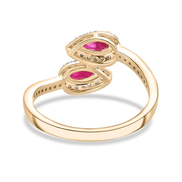 Not Yet Made - Made To Order 18k Gold Ruby & Real Diamond Bypass Ring Size 6.5 For Sale - Image 5 of 12