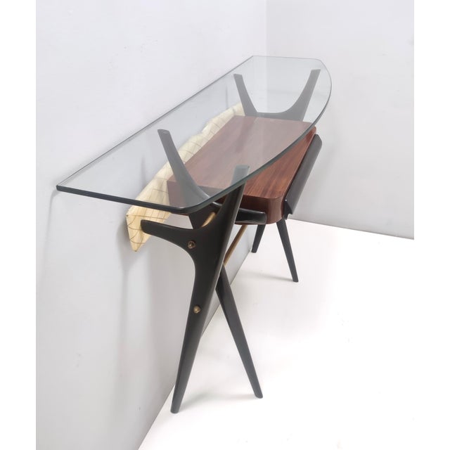 Vintage Ebonized Beech and Glass Console Table, 1950s For Sale - Image 9 of 18