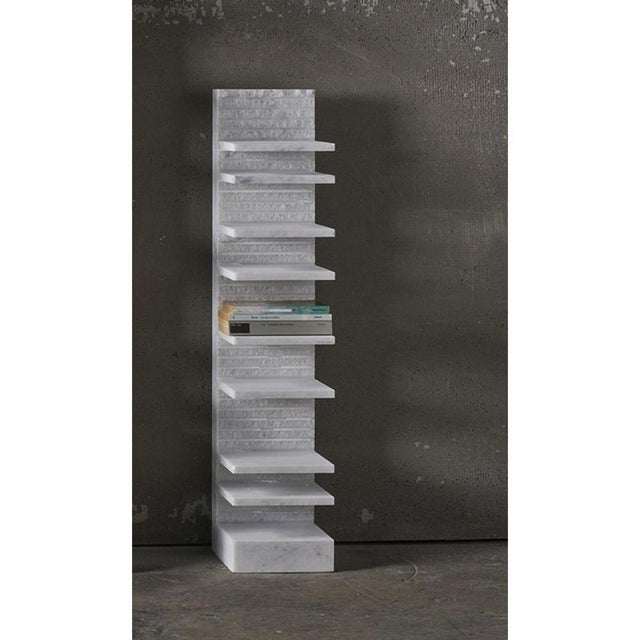 Spacco 90 Vertical Bookcase in Bianco Carrara Marble by Bufalini Marmi Dimensions: D 29 x W 23 x H 90 cm. Materials:...