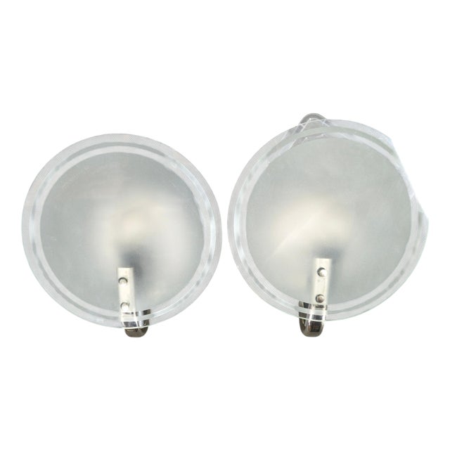 Art Deco Czech Frosted Glass Wall Lights, 1940s, Set of 2 For Sale